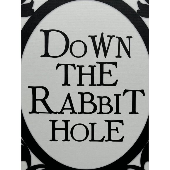 Down The Rabbit Hole Black & White Decorative Wall Art 20x16"canvas READ NEW - Picture 3 of 9